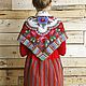 Платье с вышивкой - красно-голубое. Сарафаны. Ткалья-бралья (tkalya-bralya). Интернет-магазин Ярмарка Мастеров.  Фото №2