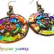 Earrings brass stained glass 'Rainbow snail'. Earrings. IVA rainbow art. Online shopping on My Livemaster.  Фото №2