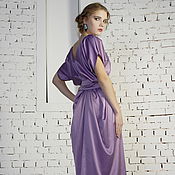 Одежда handmade. Livemaster - original item Evening dress purple long silk drape and belt. Handmade.