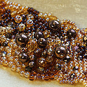 Украшения handmade. Livemaster - original item Freeform Bracelet Amber Wide Cuff Bracelet Beaded Bracelet. Handmade.