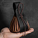 Кисет Хинкалька кожаный черный на шнурке с карабином. Сумка-мешок. Plan A Leather. Интернет-магазин Ярмарка Мастеров.  Фото №2