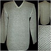 Мужская одежда handmade. Livemaster - original item 100% linen Men`s cardigan Chainmail mesh.Short sleeve 2000 rubles. Handmade.