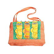Сумки и аксессуары handmade. Livemaster - original item Crossbody bag: Three cats. Orange, green. Handmade.