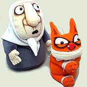 Куклы и игрушки handmade. Livemaster - original item You cast out devils? Soft toys Babka and the cat by Vasya Lozhkin. Handmade.