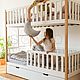 Детская двухъярусная кровать домик из массива с лестницей. Кровати. SCANDI. Ярмарка Мастеров.  Фото №13