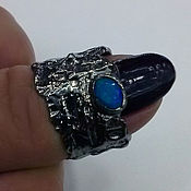 Ring with amethyst and Topaz, 925 sterling silver black rhodium