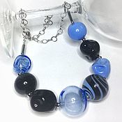 Украшения handmade. Livemaster - original item A denim-style necklace made of blown beads .Lampwork. Handmade.