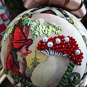 Сувениры и подарки handmade. Livemaster - original item kimekomi Christmas ball with Gnome and fly agaric embroidery (collectible). Handmade.