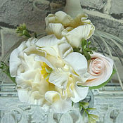 Интерьерная композиция Сирень и Розы. Цветы из полимерной глины