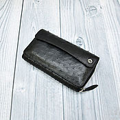 Сумки и аксессуары handmade. Livemaster - original item Clutch made of genuine ostrich leather, in black, handmade!. Handmade.