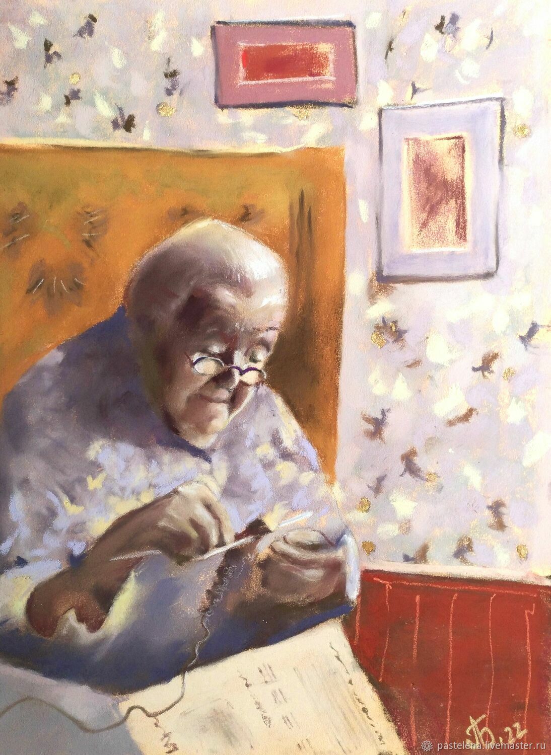 Картина, живопись Модная бабушка – Каролина Росляк, 20 x 30 см, № – Купить на Bizar