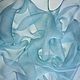 Silk shawl small gray-blue neck thin chiffon batik summer, Shawls1, Tver,  Фото №1