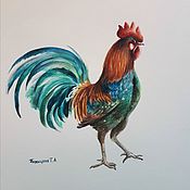 Картины и панно handmade. Livemaster - original item The picture with the rooster, the rooster, new year 2017, watercolor p. Handmade.