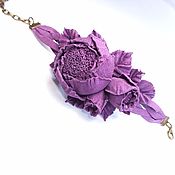 Украшения handmade. Livemaster - original item Handmade leather bracelet with flowers rose Dance Purple. Handmade.