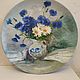 Plates decorative: Decorative plate, bouquet of wild flowers oil, Decorative plates, Moscow,  Фото №1