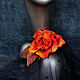 Brooch made of silk rose Flame. Brooches. natalya-4 (natalya-4). Online shopping on My Livemaster.  Фото №2