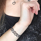 Украшения handmade. Livemaster - original item Black Bracelet Hearts, Braided Bracelet frivolite. Handmade.