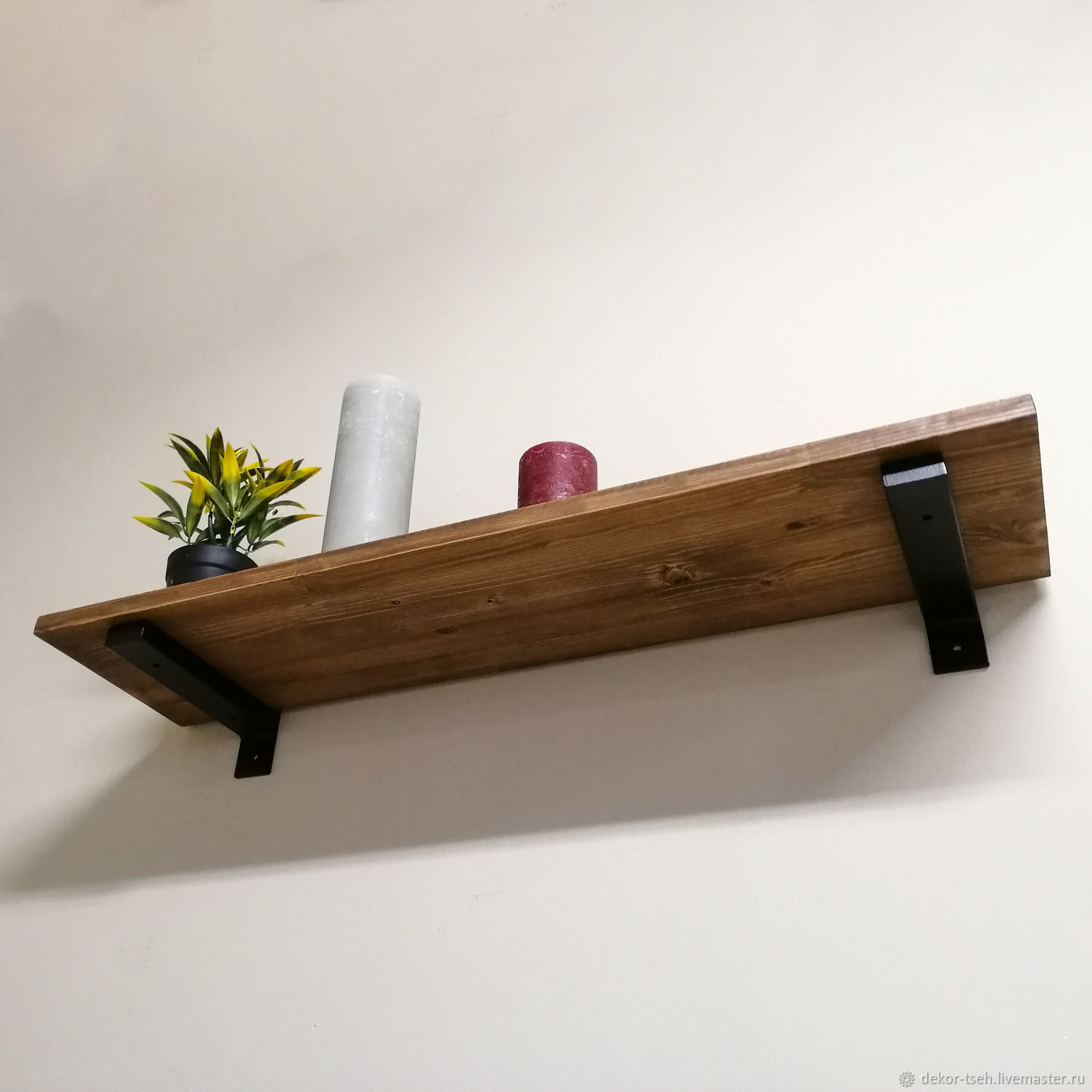 Wall shelf made of wood and pipes in Loft style купить на Ярмарке