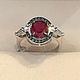 Серебряное кольцо с крупным природным рубином и цирконами, 925. Кольца. OLVIKSOL JEWELRY STORE. Интернет-магазин Ярмарка Мастеров.  Фото №2