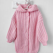 Одежда детская handmade. Livemaster - original item Cardigan: hooded sweatshirt for girls, knitted pink. Handmade.