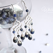 Украшения handmade. Livemaster - original item Earrings with sodalite, rhodium, chandelier 