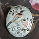  "L'Oiseau sur Le Fond Floral Gris". Брошь-булавка. EmbroideryART (vasilevamaria). Интернет-магазин Ярмарка Мастеров.  Фото №2