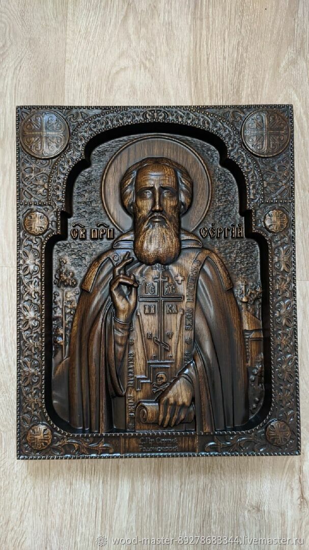 Иконы: Икона Сергей Радонежский дубовая резная в интернет-магазине ...
