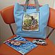 Beach Bag Blue Fabric Bag Textile Bag with Applique, Beach bag, Mytishchi,  Фото №1