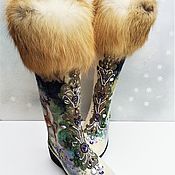 Обувь ручной работы handmade. Livemaster - original item boots: White boots with rhinestone embroidery. Handmade.