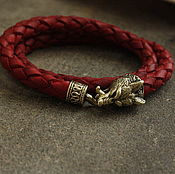 Украшения handmade. Livemaster - original item Bracelet genuine leather red wolves. Handmade.
