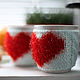 Covers for dishes: Knitted cover on a mug of Hot Heart. Covers for tableware. Ira Pugach (pompon). Online shopping on My Livemaster.  Фото №2