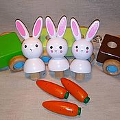 Куклы и игрушки handmade. Livemaster - original item Wooden car Train with Bunnies. Handmade.
