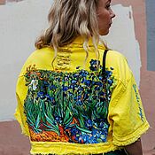 Одежда handmade. Livemaster - original item Painting clothes by Vincent Van Gogh. Denim jacket with Irises print. Handmade.