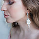 Wedding Long Earrings made of beads and beads lace, white. Earrings. fabric flowers (JeniesJewelry). Online shopping on My Livemaster.  Фото №2