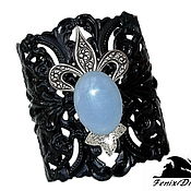 Украшения handmade. Livemaster - original item Black openwork wide bracelet angelite Art Nouveau style. Handmade.