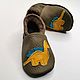 Baby Shoes with Yellow Dino, Leather Baby Shoes, Kids' Slippers. Babys bootees. ebooba. Online shopping on My Livemaster.  Фото №2