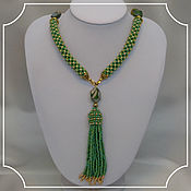 Украшения handmade. Livemaster - original item Sautoire made of green beads. Handmade.