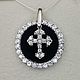 Silver pendant with black onyx 16 mm and cubic zirconia, Pendants, Moscow,  Фото №1