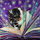 Подарок первокласснику"Котик с книгой.". Картины. Yulia-luana-art. Ярмарка Мастеров.  Фото №5