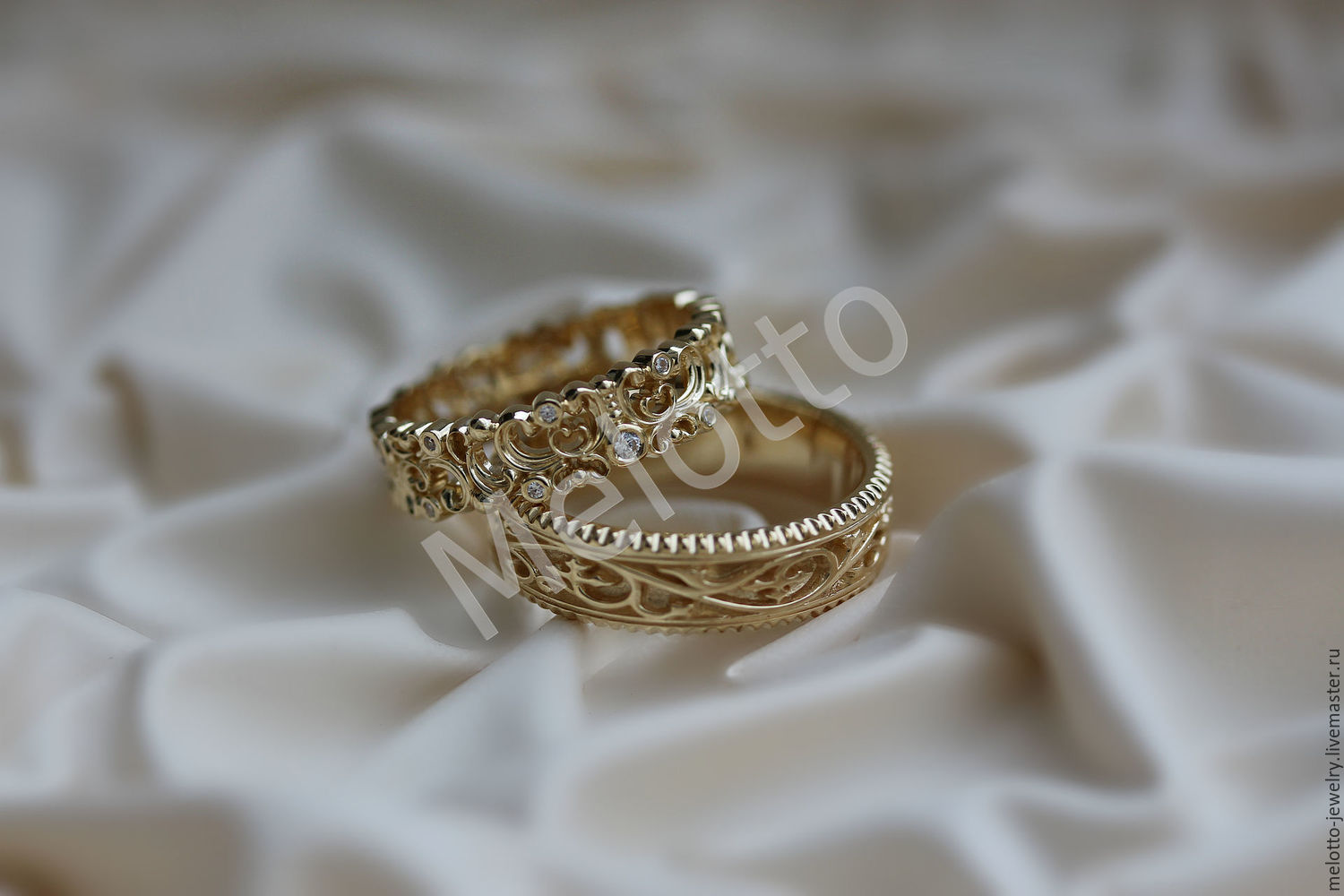 Ажурные обручальные кольца с бриллиантами в интернет-магазине Ярмарка Мастеров по цене 75000 ₽ – A1GB1RU