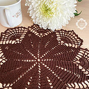 Для дома и интерьера handmade. Livemaster - original item Decorative napkins: Knitted Brown Chrysanthemum Napkin. Handmade.
