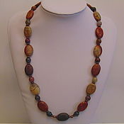 Necklace made of natural stones of carnelian and agate