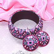 Украшения handmade. Livemaster - original item The band is rigid: Bracelet and earrings Purple kaleidoscope. Handmade.