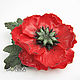 Large red poppy brooch polymer clay brooch with flower gift, Brooches, Voronezh,  Фото №1