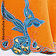 Orange skirt (in stock). A fragment of embroidery silk with applique and beaded decoration..
