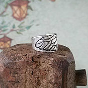 Кольцо серебряное Древесное, кольцо без камней серебро