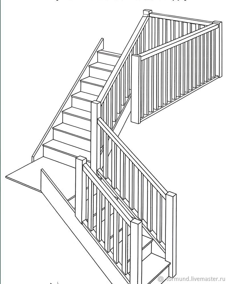 Изготовление деревянных лестниц с поворотом и площадкой в частный дом в  интернет-магазине Ярмарка Мастеров по цене 900000 ₽ – V2AJ8RU | Лестницы,  Курск - доставка по России