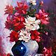 Натюрморт абстрактные цветы в синей вазе, Картины, Санкт-Петербург,  Фото №1