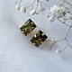 Серьги пуссеты с цирконами оливкового цвета. Серьги-пусеты. Crystal twig jewelry. Интернет-магазин Ярмарка Мастеров.  Фото №2