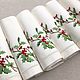 Napkin with embroidery ' Holly». Christmas gifts. Shpulkin dom. My Livemaster. Фото №5